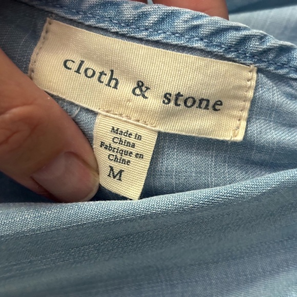 Cloth & Stone | Chambray | High Neck | Flowy Denim-Style Dress | M - Picture 4 of 11